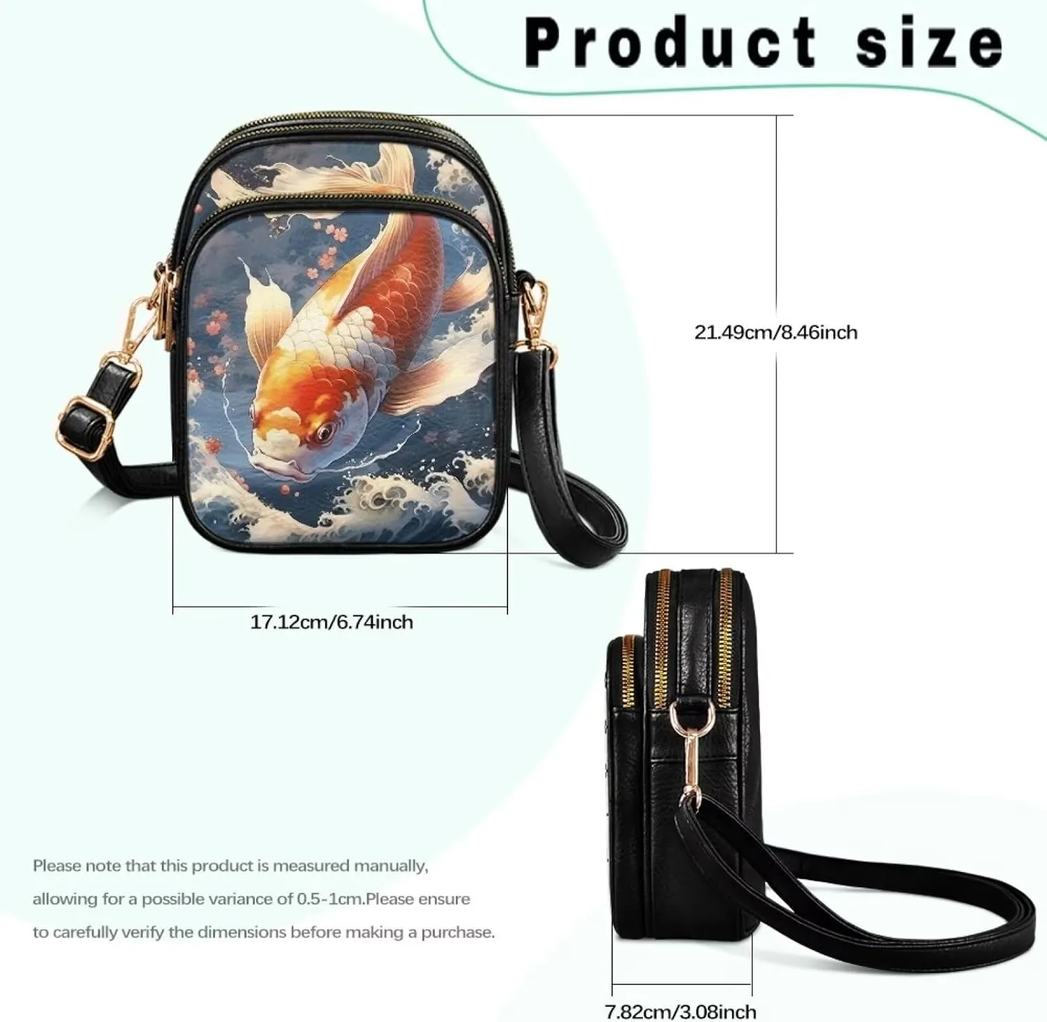 Small Crossbody Cellphone Purse Folk Art Animals PU Leather Shoulder Bag, Travel Pouch Passport Phone Holder