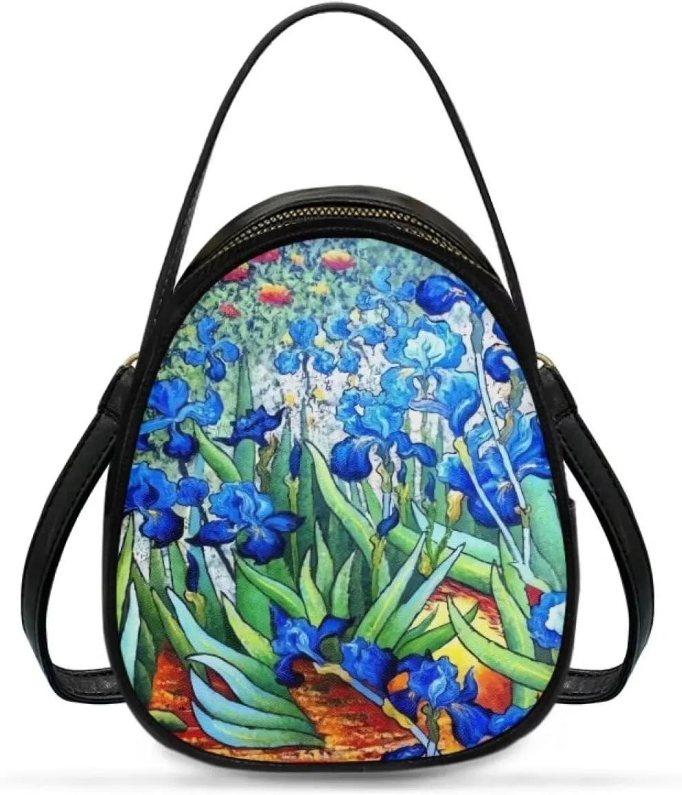 Small Crossbody Purse Bag for Women Travel, Van Gogh Monet Sling Handbag PU Leather Phone Holder for Art Lover