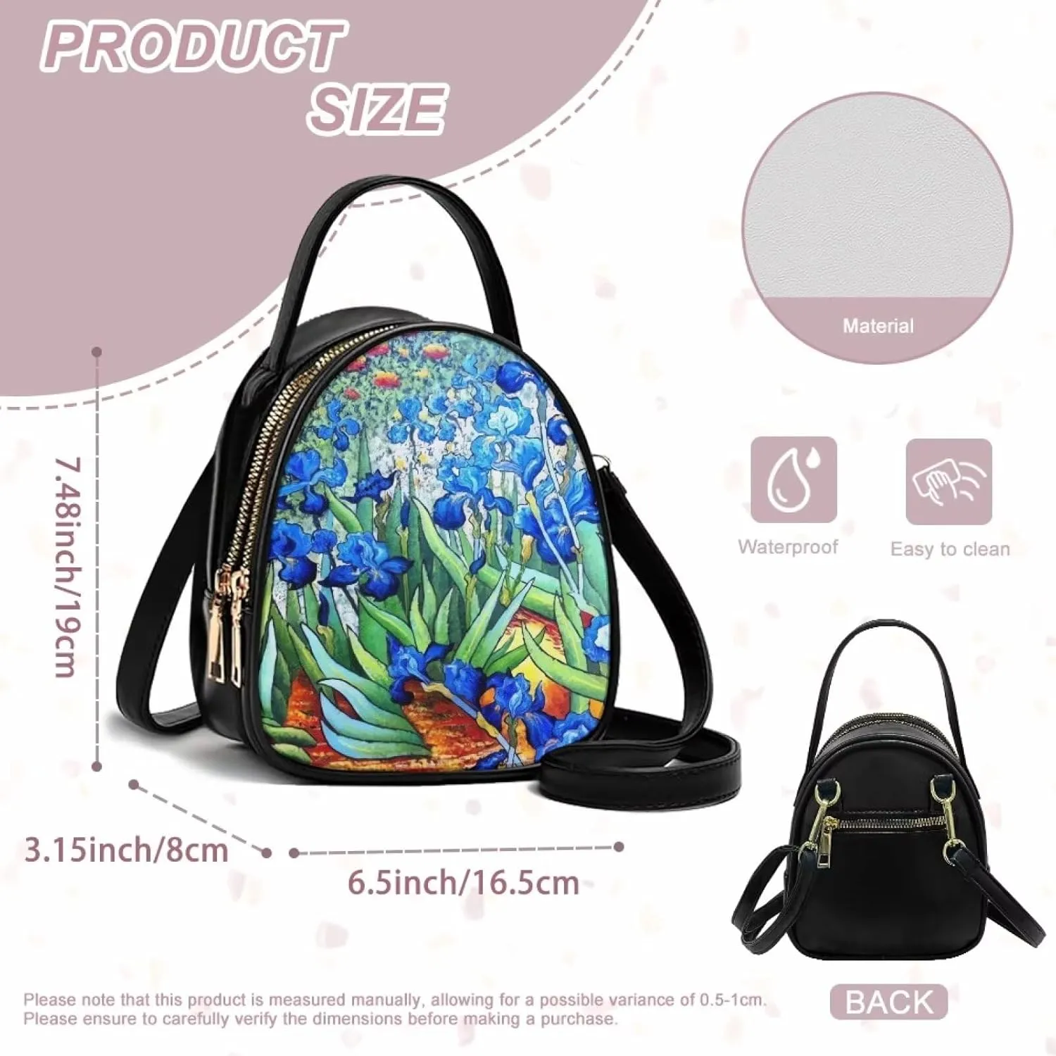 Small Crossbody Purse Bag for Women Travel, Van Gogh Monet Sling Handbag PU Leather Phone Holder for Art Lover