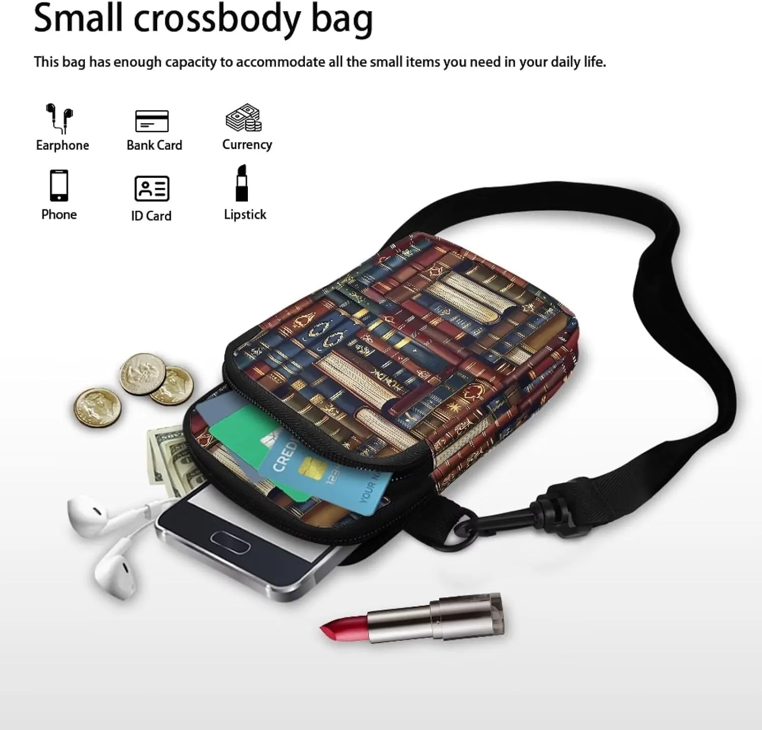 Small Crossbody Purse Butterfly Zipper Cell Phone Bag, Puppy Dog Print Mini Shoulder Purse Bags with Shoulder Strap