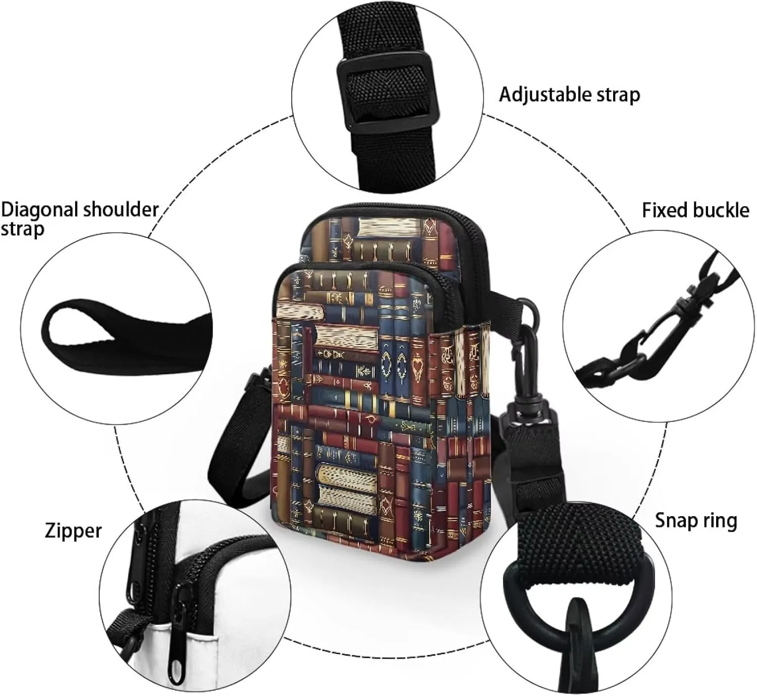 Small Crossbody Purse Butterfly Zipper Cell Phone Bag, Puppy Dog Print Mini Shoulder Purse Bags with Shoulder Strap