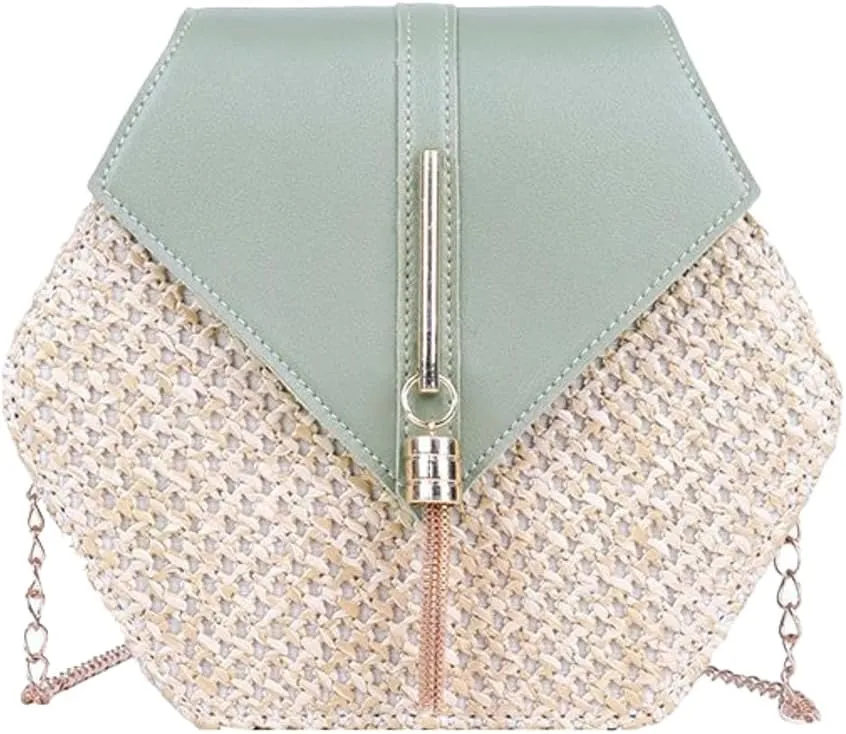 Small Crossbody Purse Women Woven Shoulder Bag with Tassel Solid Color Handmade Designer Summer Travel