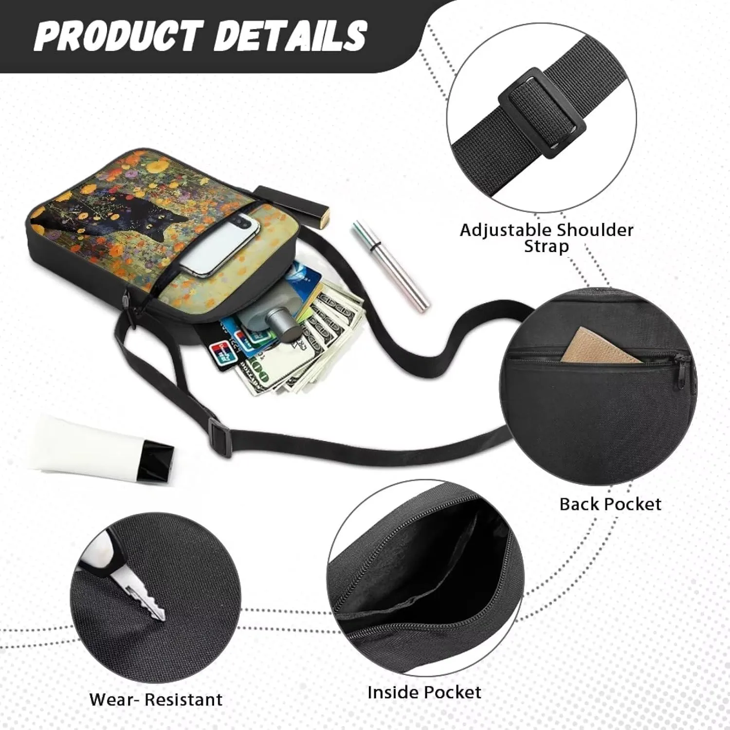 Small Messenger Bag for Men Women Wallet Purse Cell Phone Purse Shoulder Bag for Phone Passport
