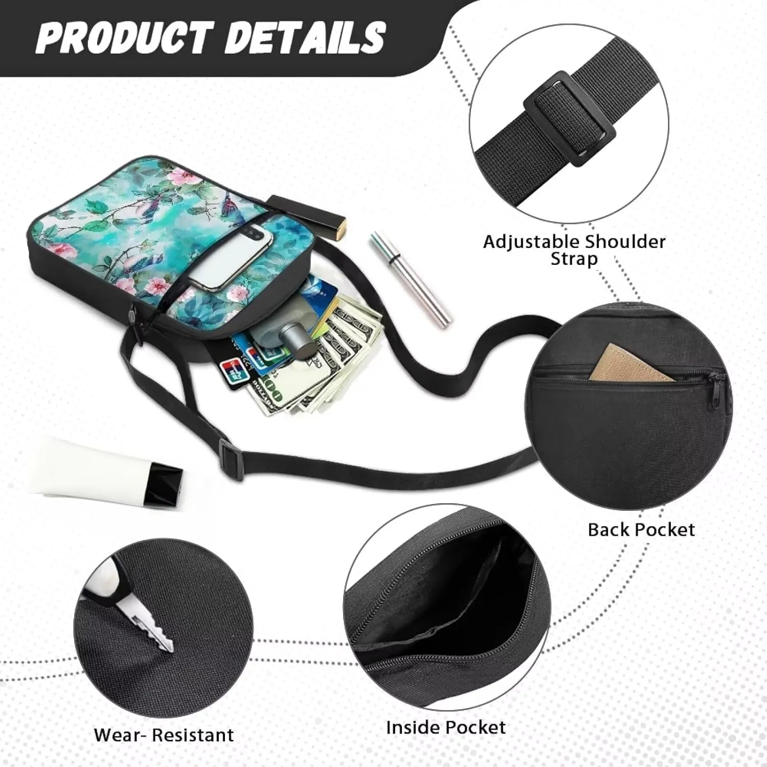 Small Messenger Bag for Men Women Wallet Purse Cell Phone Purse Unisex Shoulder Bag for Work Travel