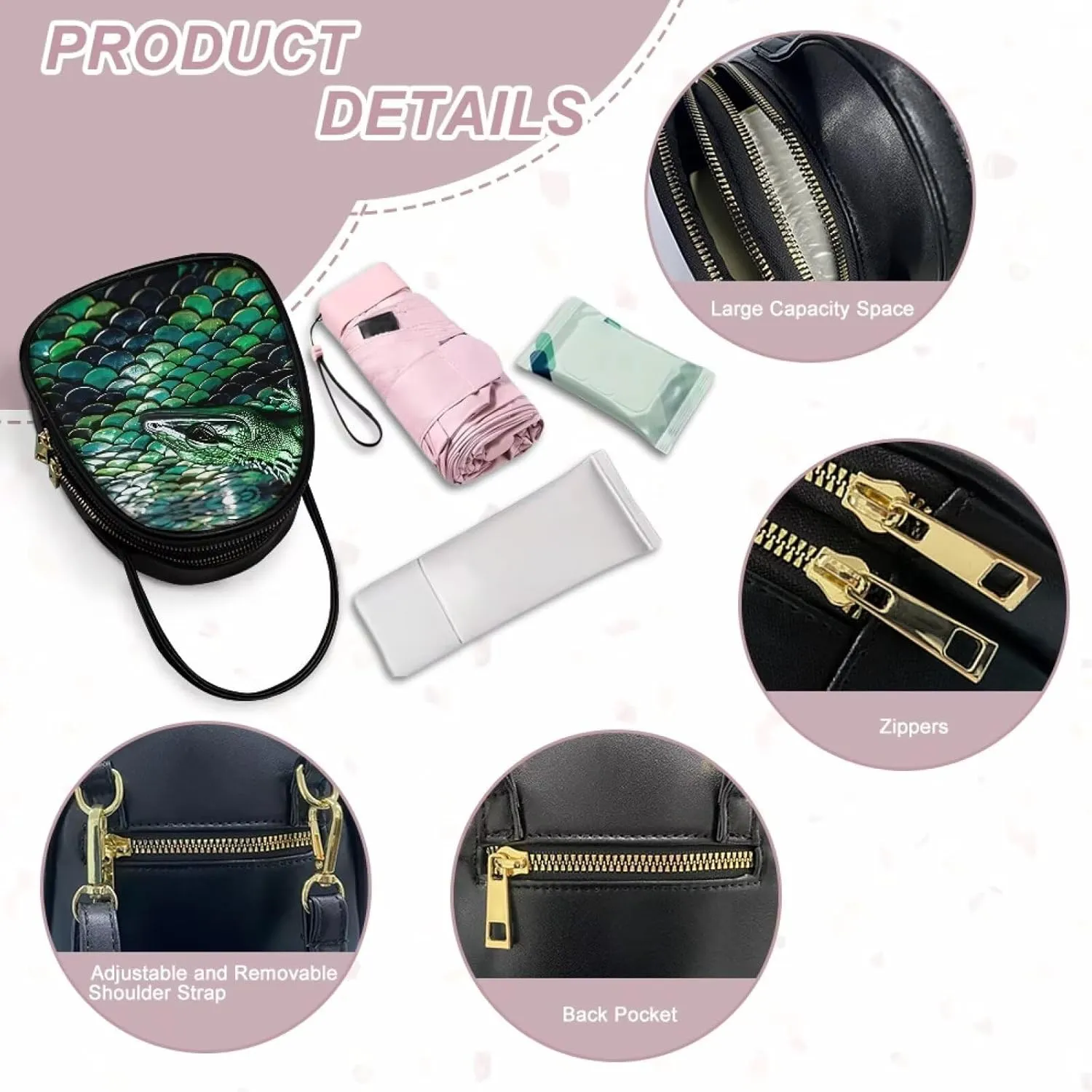 Small Purse Crossbody Bags for Women Leopard Print Handbag Travel, Snakeskin Shoulder Phone Holder Adjustable Strap