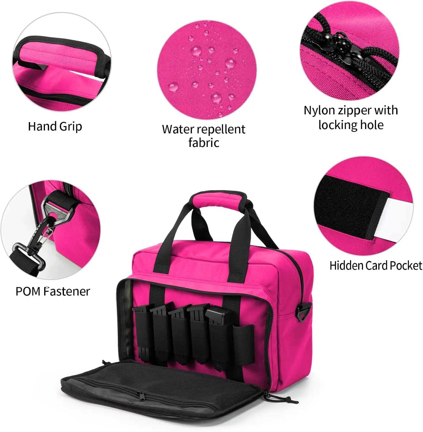 Small Range Bag For 2 Pistols Gun Range Bags For Handguns And Ammo Dual Pistol Handgun Revolver Hunting Bag Gun Carrying Case/Lockable Zippers