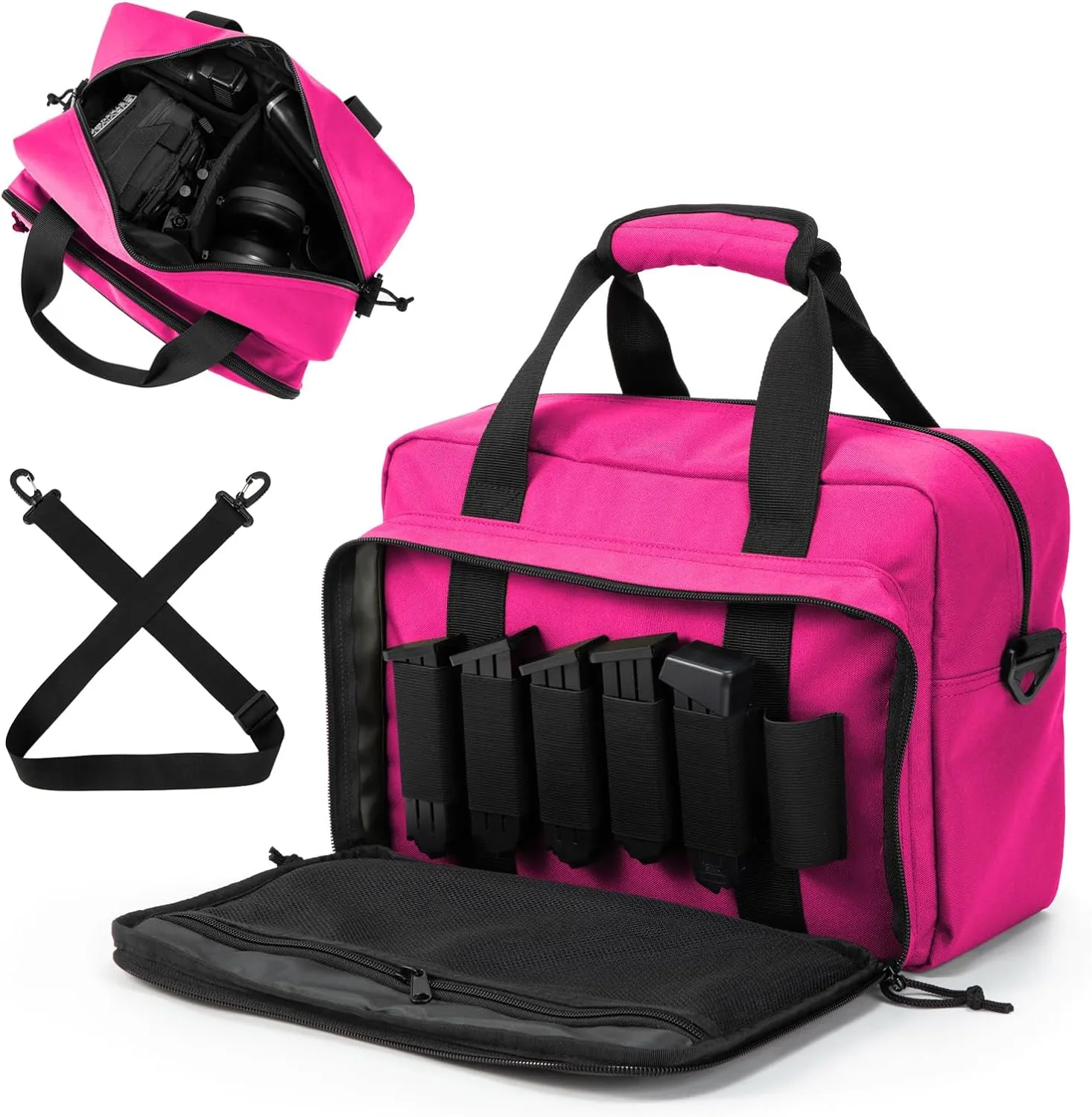 Small Range Bag For 2 Pistols Gun Range Bags For Handguns And Ammo Dual Pistol Handgun Revolver Hunting Bag Gun Carrying Case/Lockable Zippers