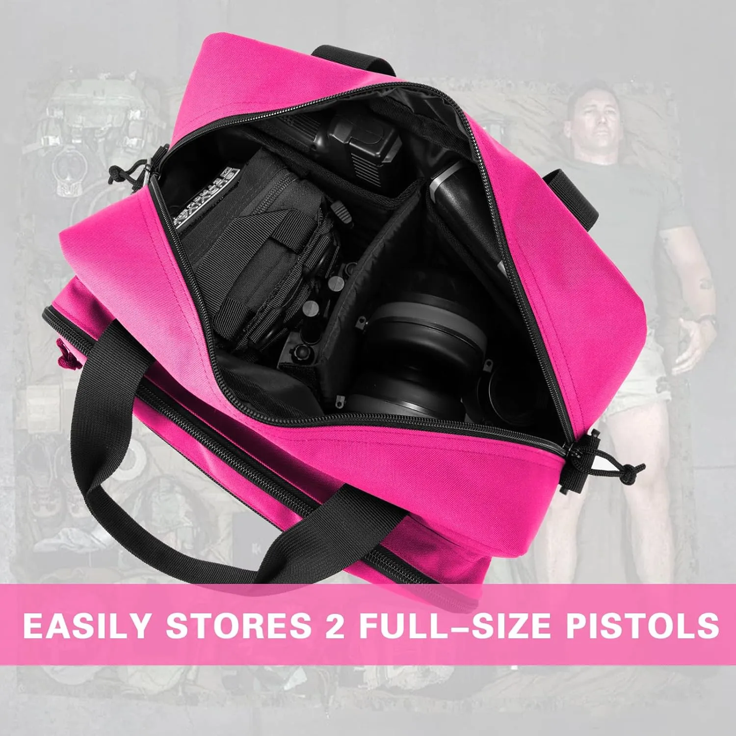 Small Range Bag For 2 Pistols Gun Range Bags For Handguns And Ammo Dual Pistol Handgun Revolver Hunting Bag Gun Carrying Case/Lockable Zippers