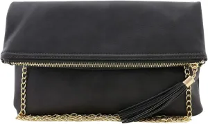 Solene Envelope Clutch Bags for Women Foldover Crossbody Tassel Wallet with Chain Strap, Elegant Evening Purse