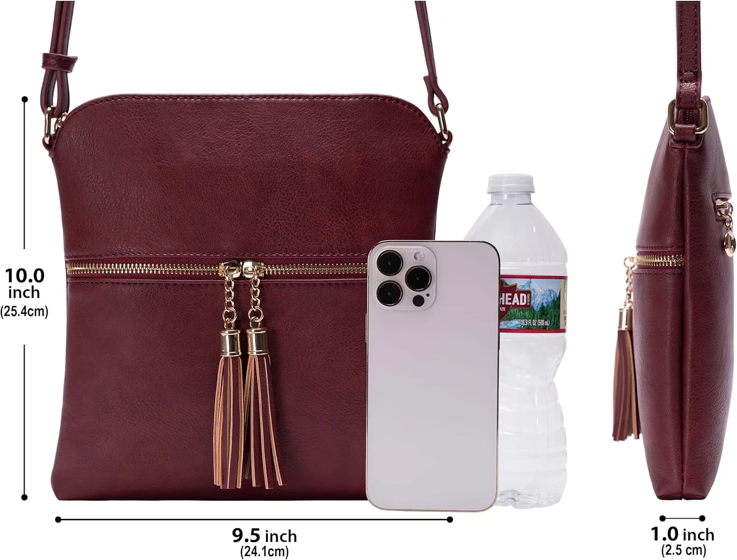 Solene Womens Lightweight Medium Crossbody Purse with Tassel, Perfect Size Crossbody Bags for Daily Use, travel