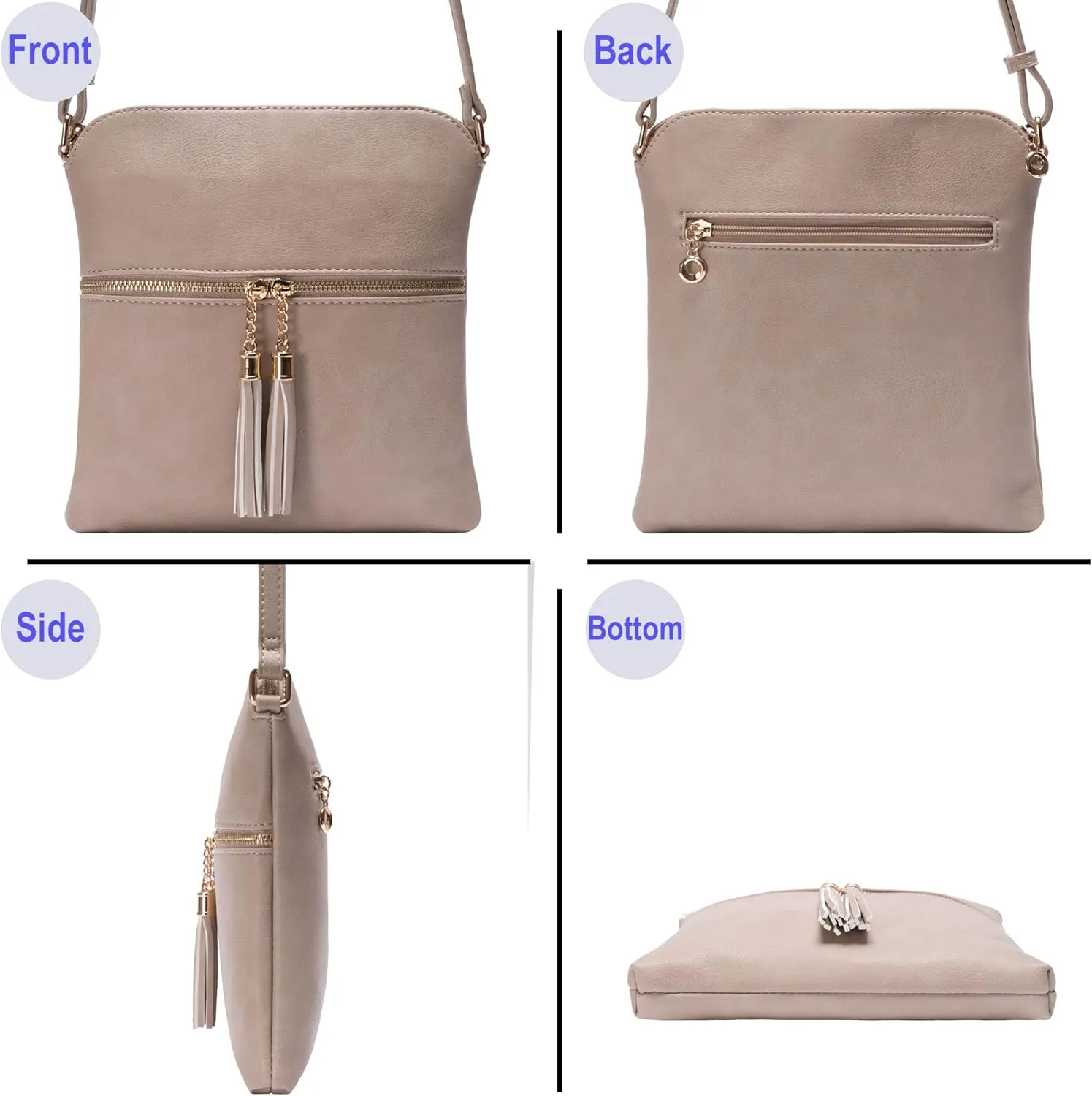 Solene Womens Lightweight Medium Crossbody Purse with Tassel, Perfect Size Crossbody Bags for Daily Use, travel