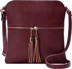 Solene Womens Lightweight Medium Crossbody Purse with Tassel, Perfect Size Crossbody Bags for Daily Use, travel