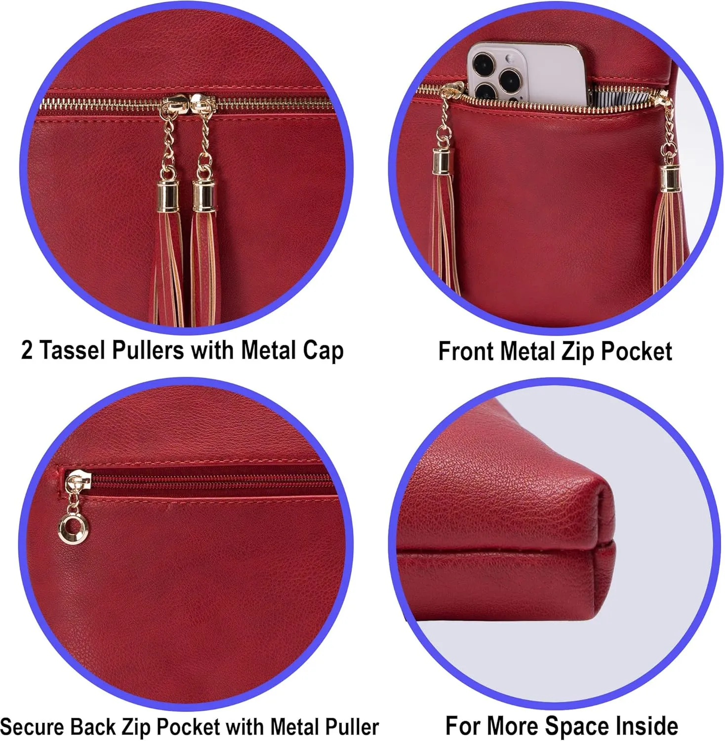 Solene Womens Lightweight Medium Crossbody Purse with Tassel, Perfect Size Crossbody Bags for Daily Use, travel