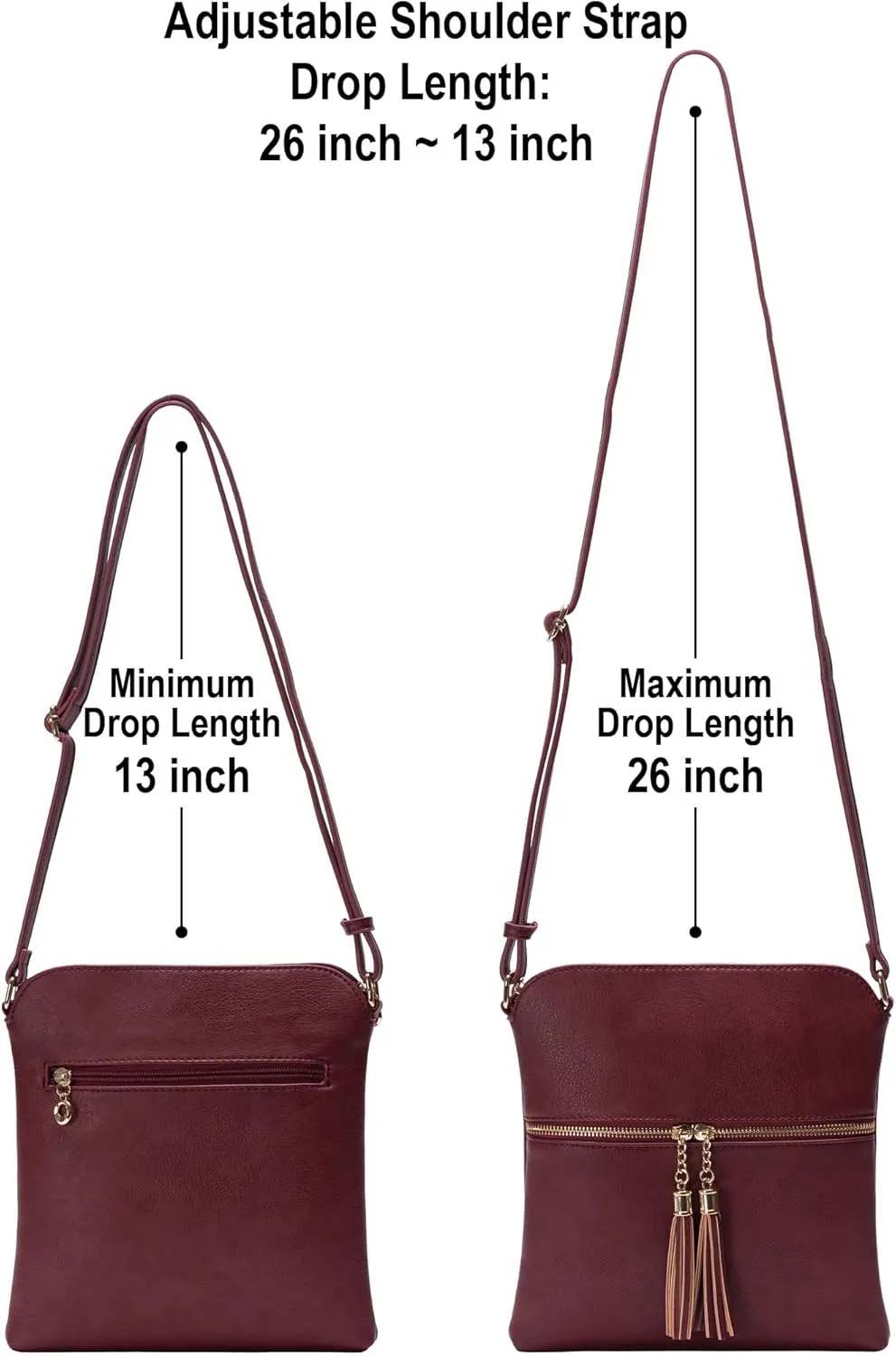Solene Womens Lightweight Medium Crossbody Purse with Tassel, Perfect Size Crossbody Bags for Daily Use, travel