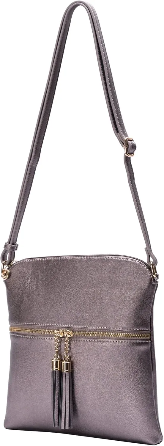 Solene Womens Lightweight Medium Crossbody Purse with Tassel, Perfect Size Crossbody Bags for Daily Use, travel