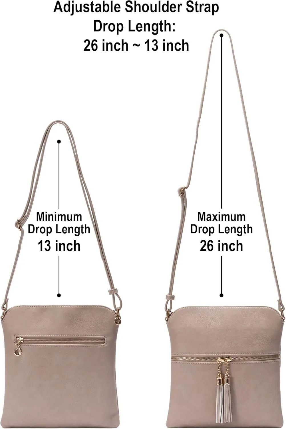Solene Womens Lightweight Medium Crossbody Purse with Tassel, Perfect Size Crossbody Bags for Daily Use, travel