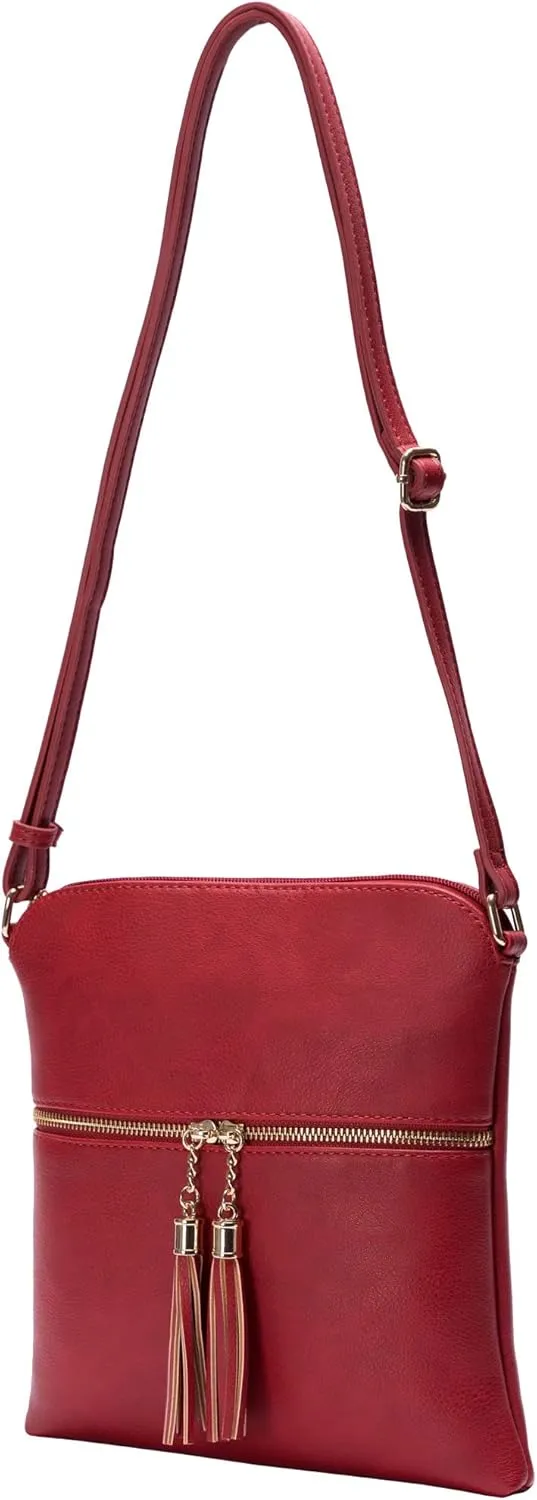 Solene Womens Lightweight Medium Crossbody Purse with Tassel, Perfect Size Crossbody Bags for Daily Use, travel