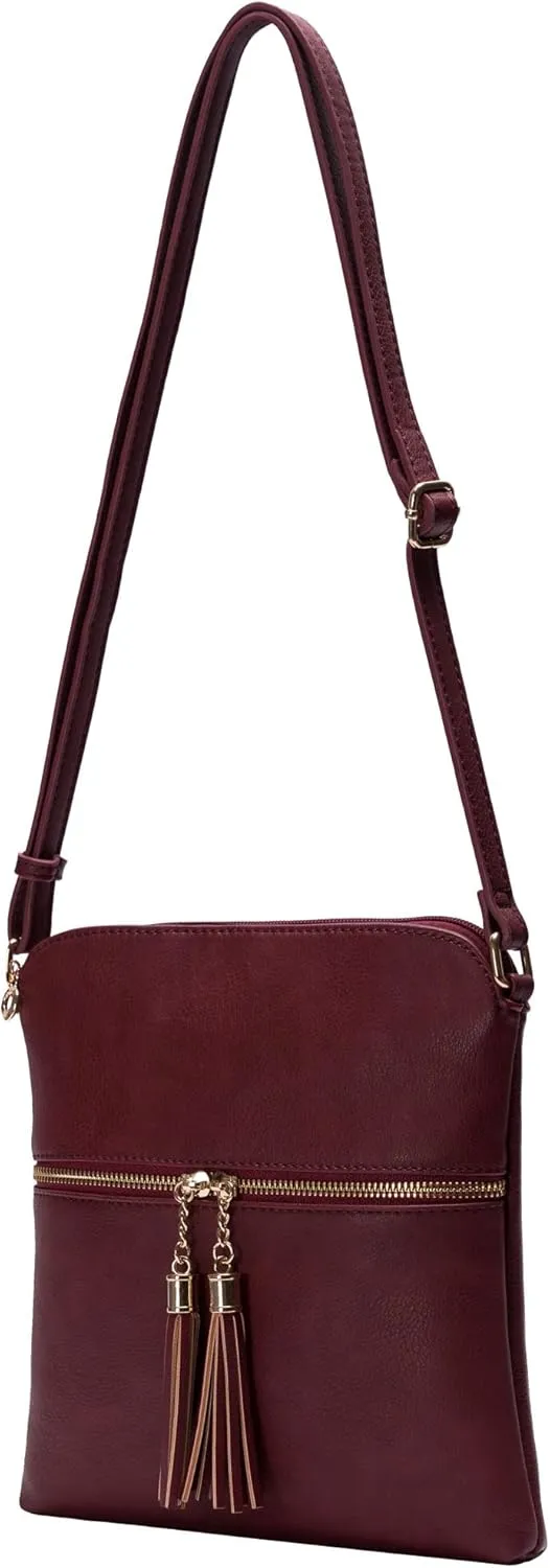 Solene Womens Lightweight Medium Crossbody Purse with Tassel, Perfect Size Crossbody Bags for Daily Use, travel