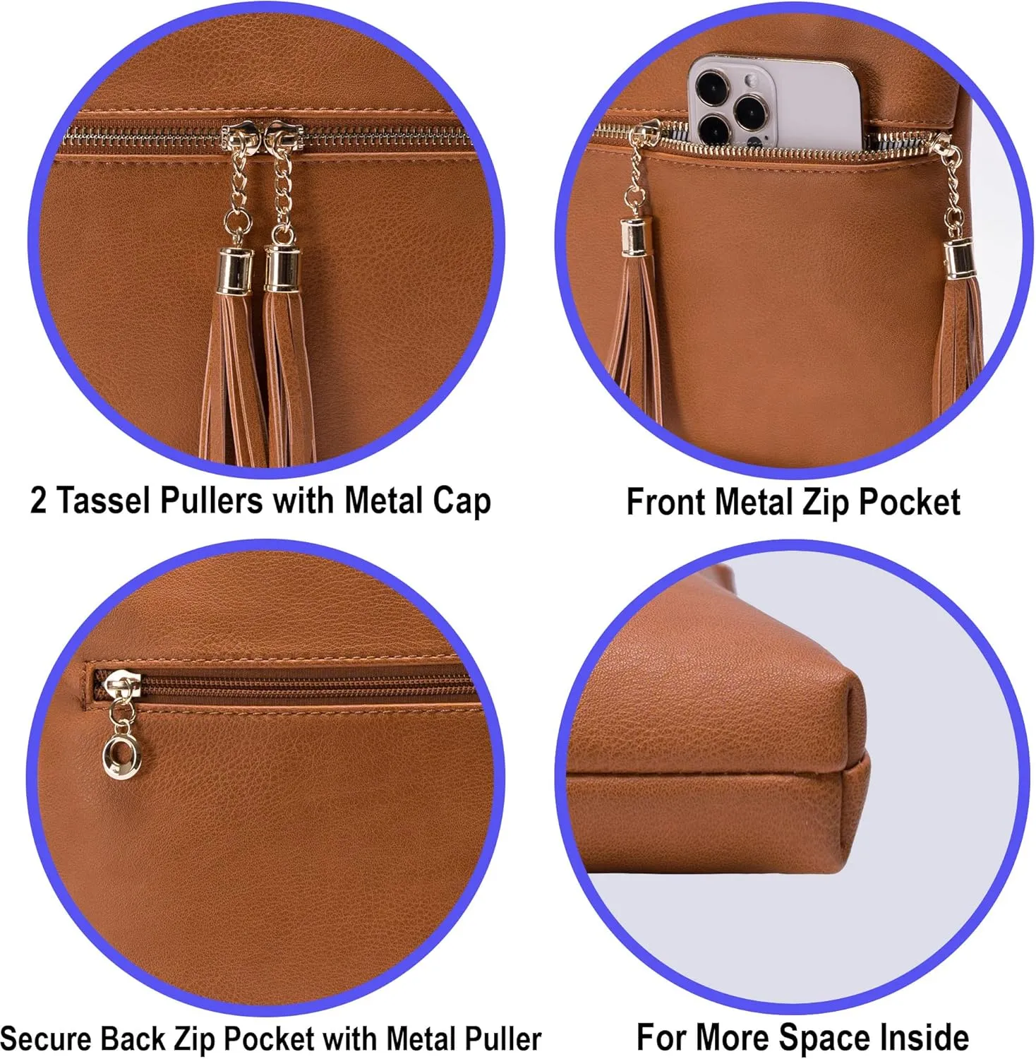 Solene Womens Lightweight Medium Crossbody Purse with Tassel, Perfect Size Crossbody Bags for Daily Use, travel