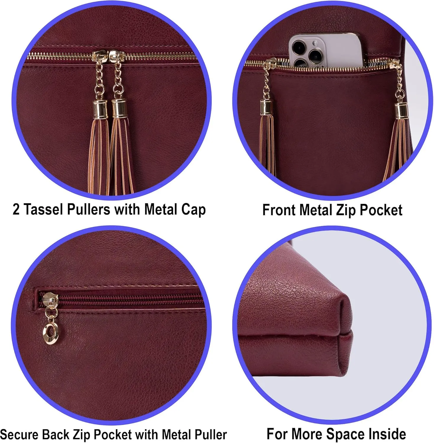 Solene Womens Lightweight Medium Crossbody Purse with Tassel, Perfect Size Crossbody Bags for Daily Use, travel