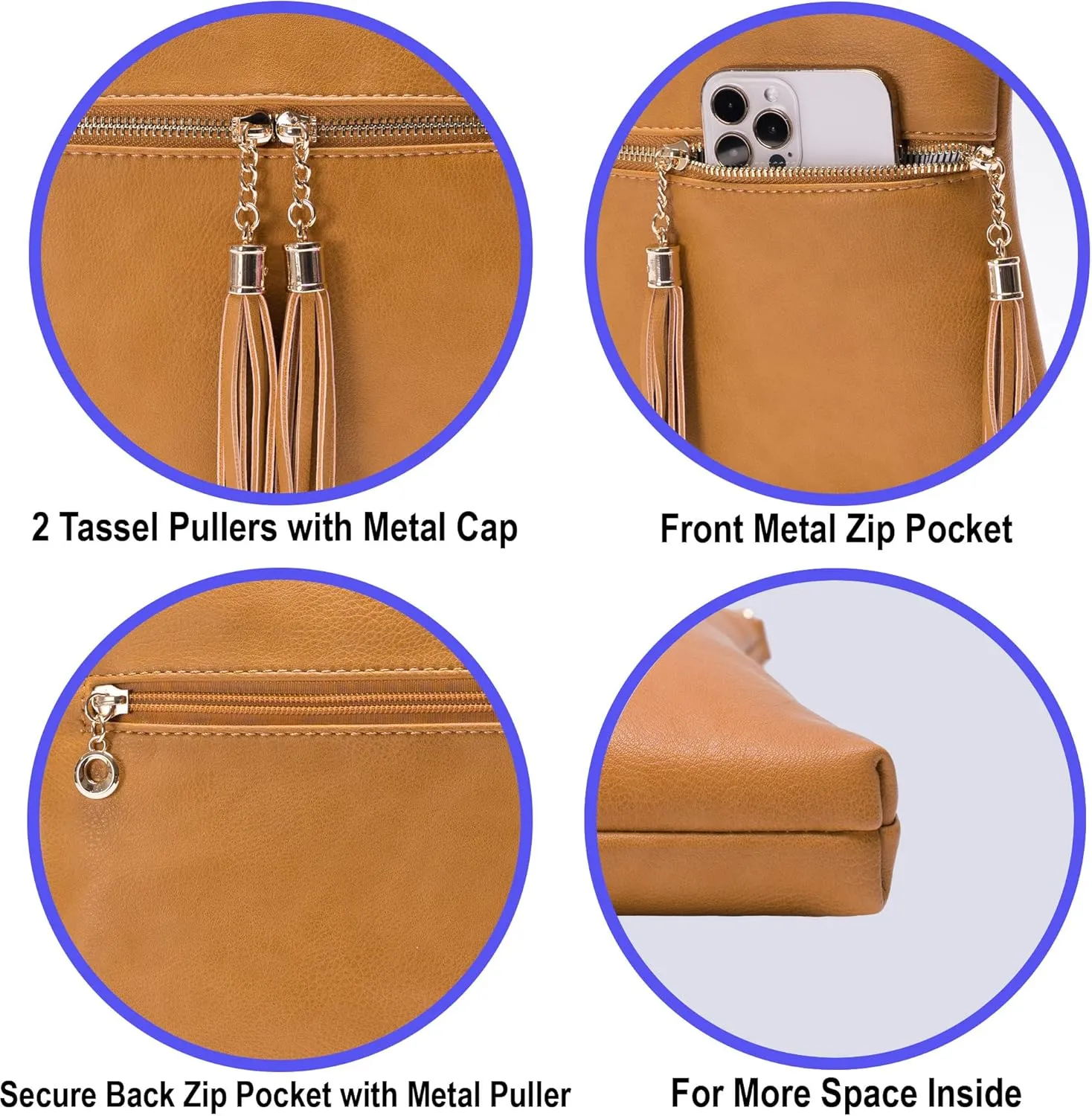 Solene Womens Lightweight Medium Crossbody Purse with Tassel, Perfect Size Crossbody Bags for Daily Use, travel