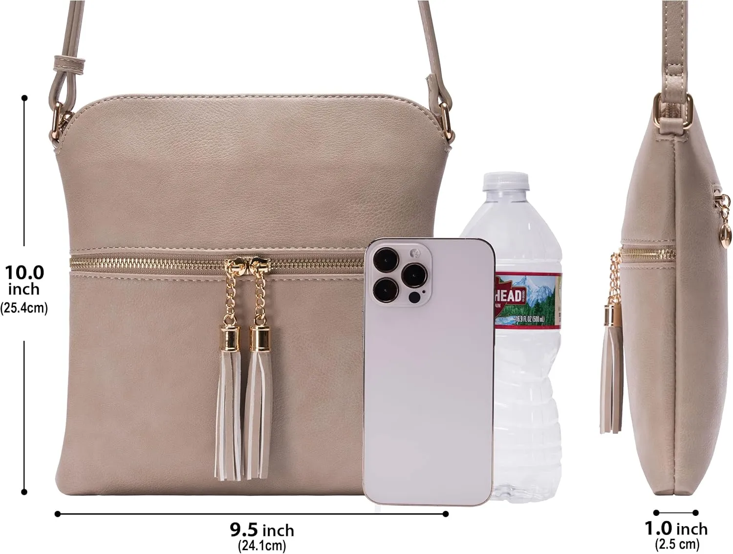 Solene Womens Lightweight Medium Crossbody Purse with Tassel, Perfect Size Crossbody Bags for Daily Use, travel