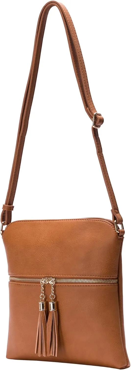 Solene Womens Lightweight Medium Crossbody Purse with Tassel, Perfect Size Crossbody Bags for Daily Use, travel