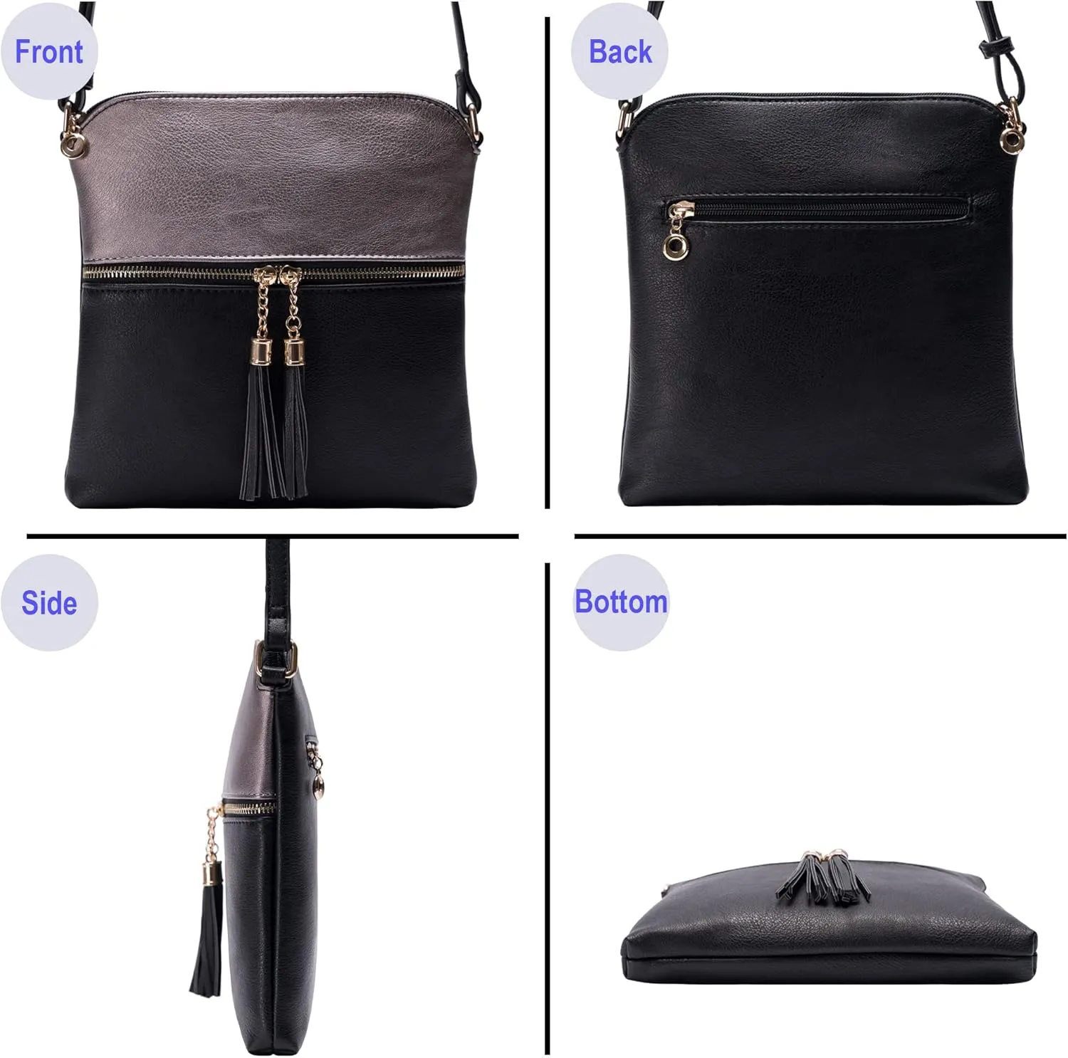 Solene Womens Lightweight Medium Crossbody Purse with Tassel, Perfect Size Crossbody Bags for Daily Use, travel