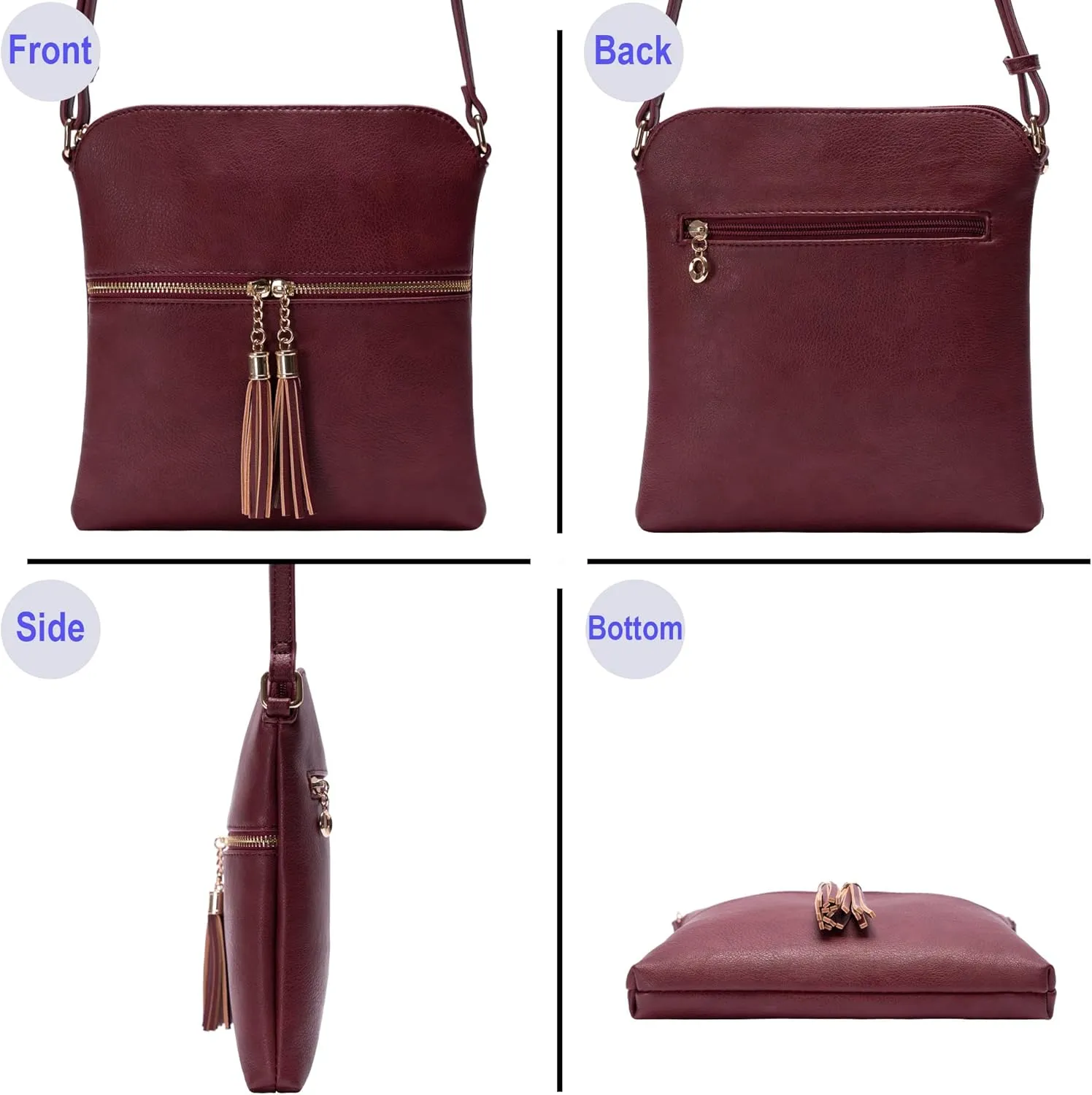 Solene Womens Lightweight Medium Crossbody Purse with Tassel, Perfect Size Crossbody Bags for Daily Use, travel