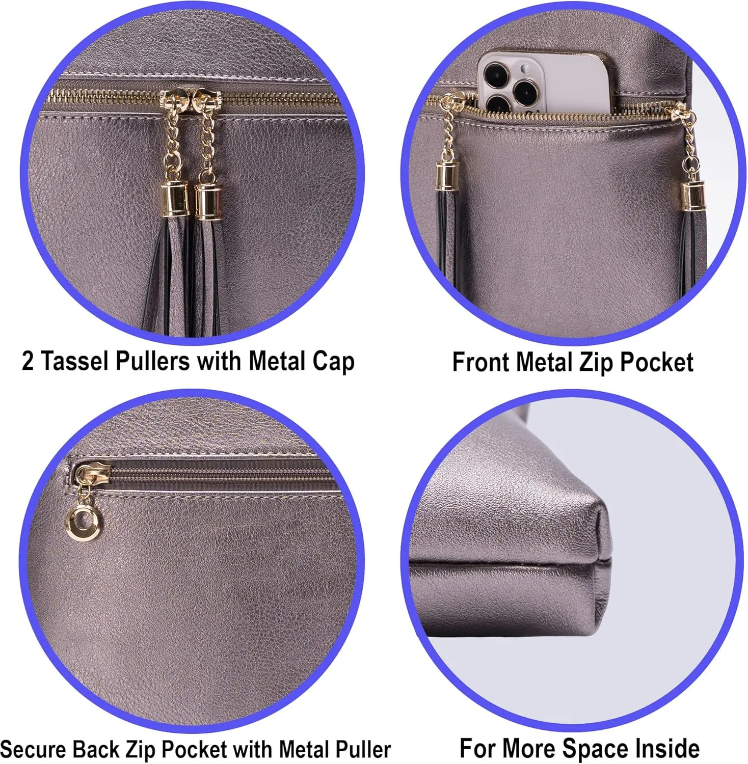 Solene Womens Lightweight Medium Crossbody Purse with Tassel, Perfect Size Crossbody Bags for Daily Use, travel