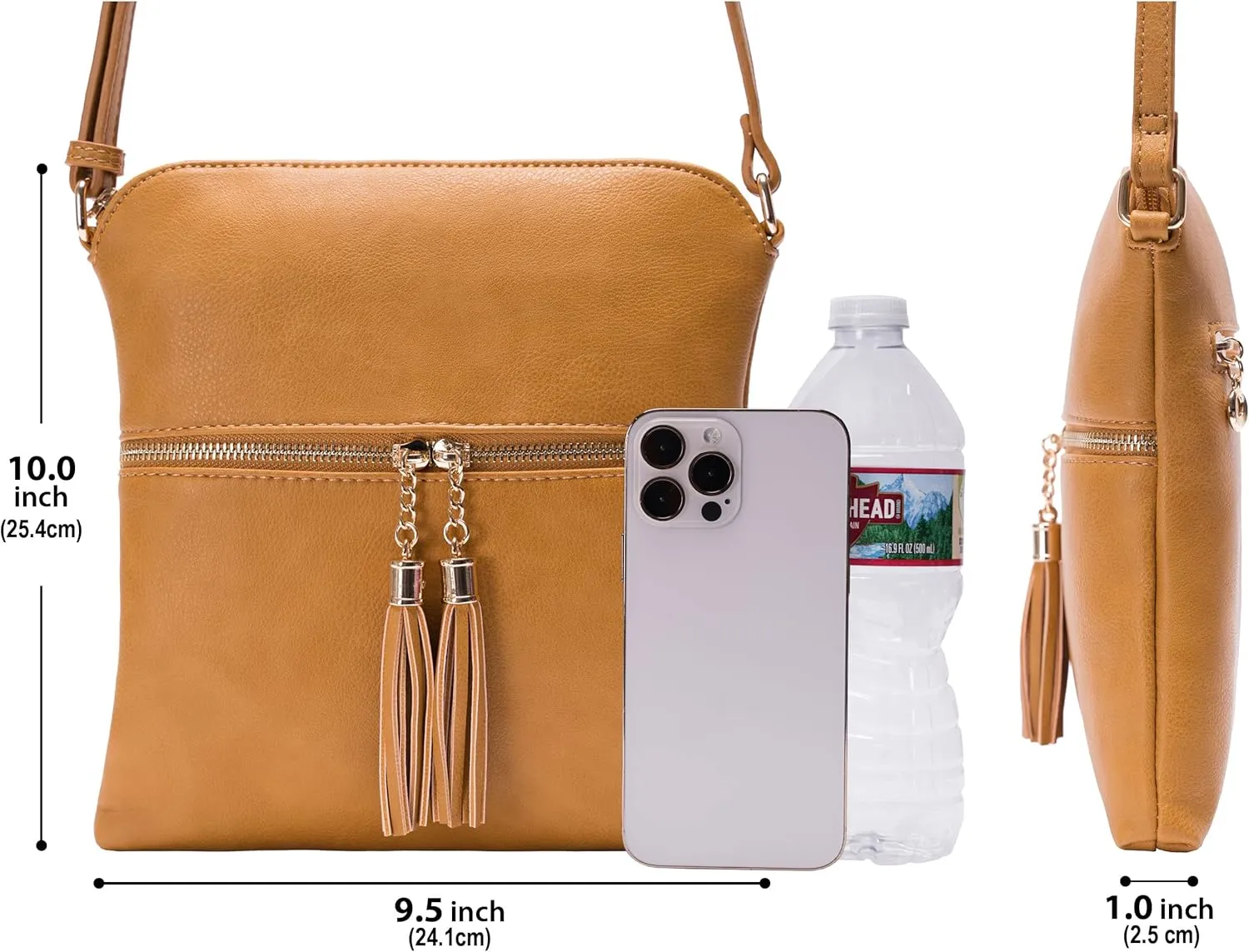 Solene Womens Lightweight Medium Crossbody Purse with Tassel, Perfect Size Crossbody Bags for Daily Use, travel