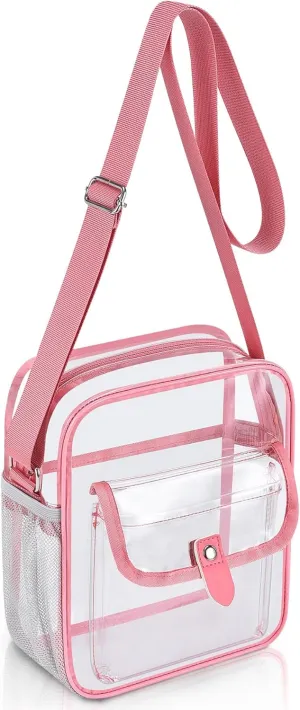 SPODEARS Clear Crossbody Bag for Stadium Events & Concerts - Adjustable Shoulder Strap Purse with 1 Bottle Holder