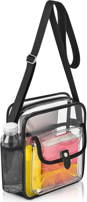 SPODEARS Clear Crossbody Bag for Stadium Events & Concerts - Adjustable Shoulder Strap Purse with 1 Bottle Holder