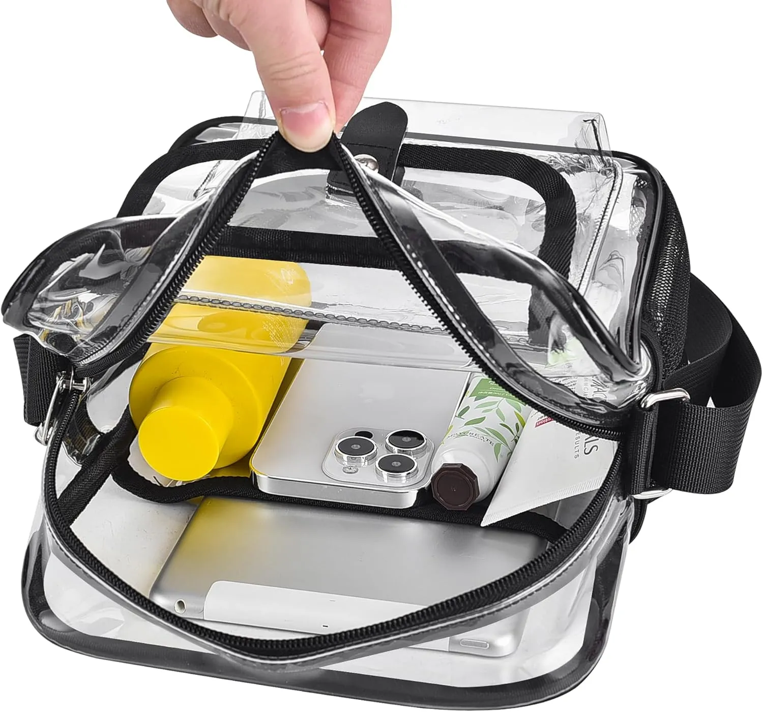 SPODEARS Clear Crossbody Bag for Stadium Events & Concerts - Adjustable Shoulder Strap Purse with 1 Bottle Holder