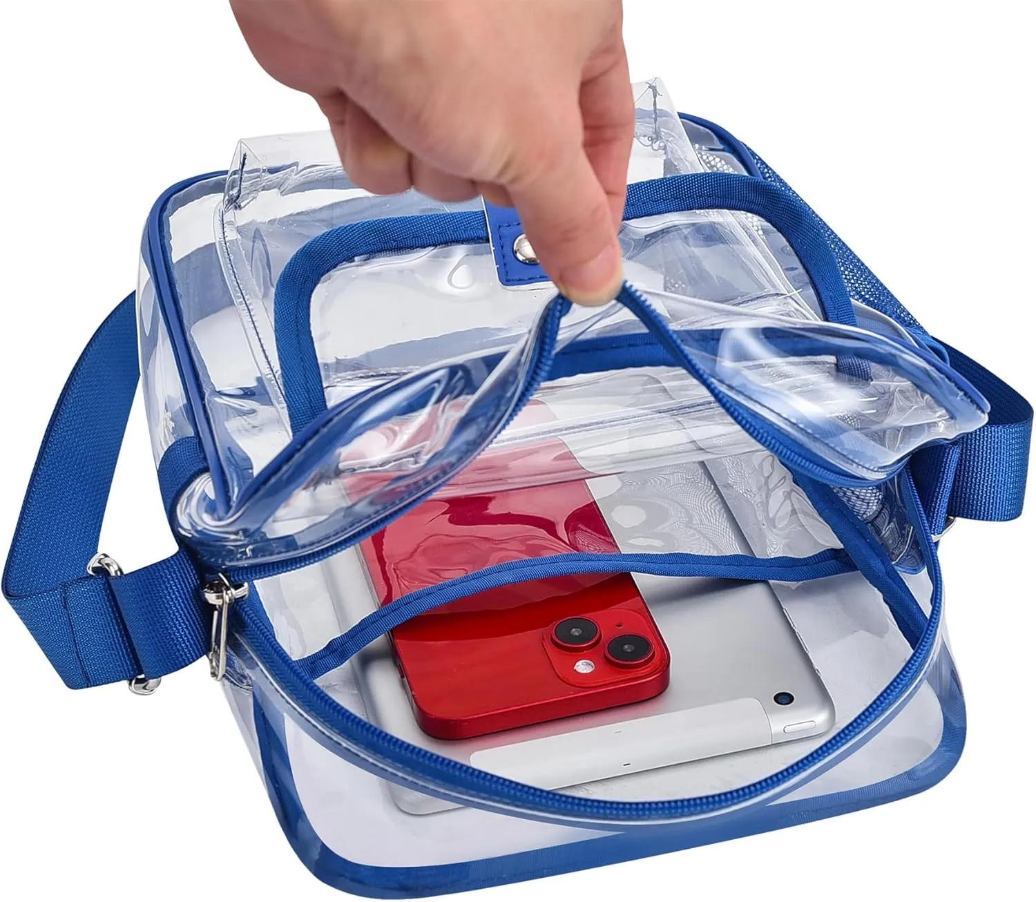 SPODEARS Clear Crossbody Bag for Stadium Events & Concerts - Adjustable Shoulder Strap Purse with 1 Bottle Holder