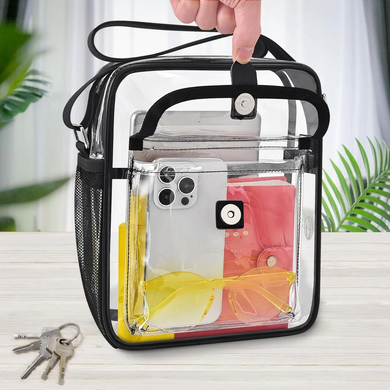 SPODEARS Clear Crossbody Bag for Stadium Events & Concerts - Adjustable Shoulder Strap Purse with 1 Bottle Holder