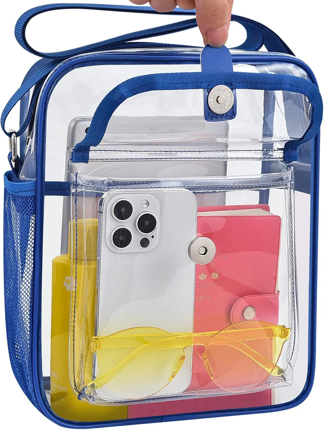 SPODEARS Clear Crossbody Bag for Stadium Events & Concerts - Adjustable Shoulder Strap Purse with 1 Bottle Holder