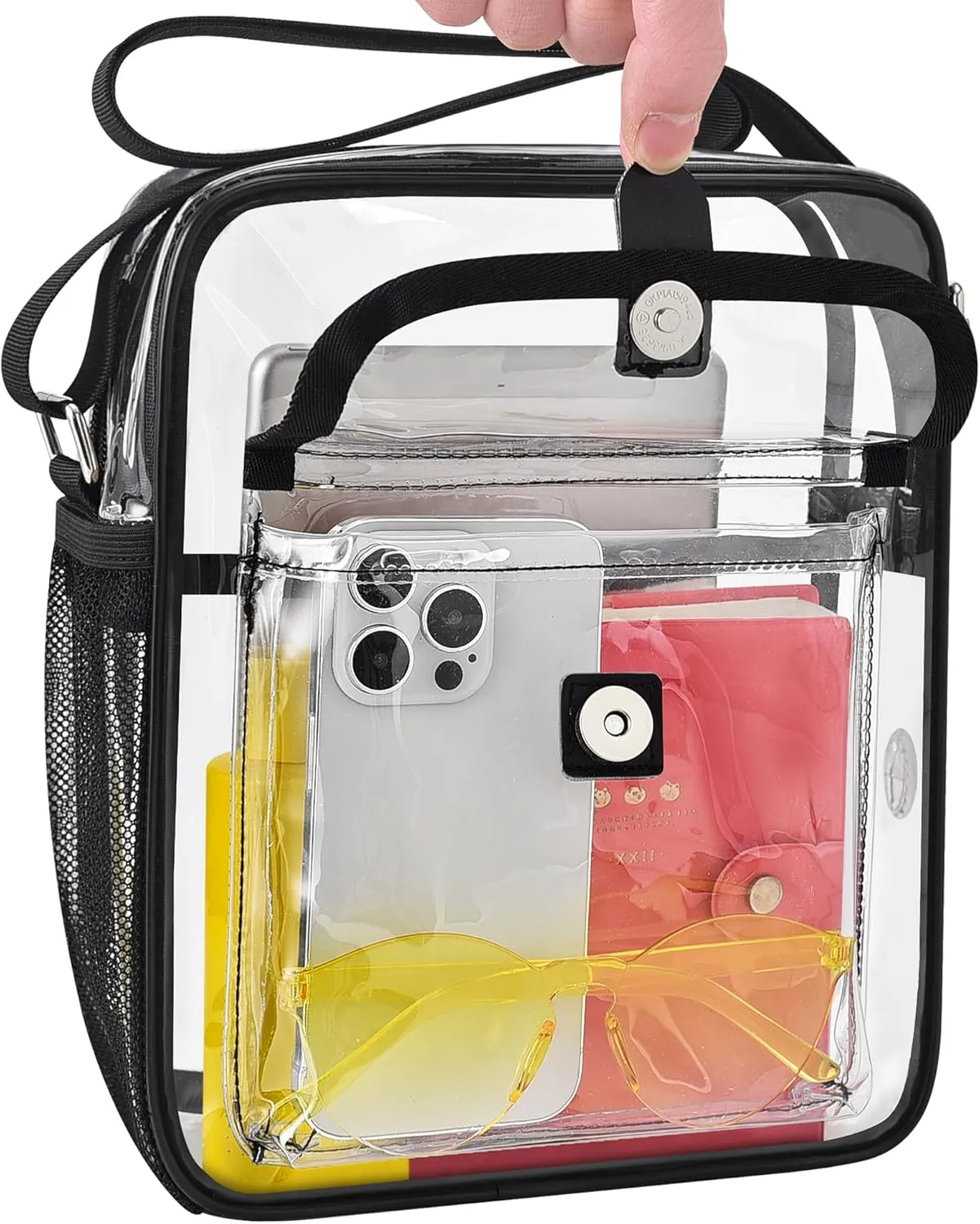 SPODEARS Clear Crossbody Bag for Stadium Events & Concerts - Adjustable Shoulder Strap Purse with 1 Bottle Holder