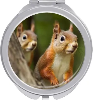 Squirrel Portable Makeup Mirror, Sided Travel Hand Mirror Mini Folding Mirror for Precise Makeup Women Daily Use