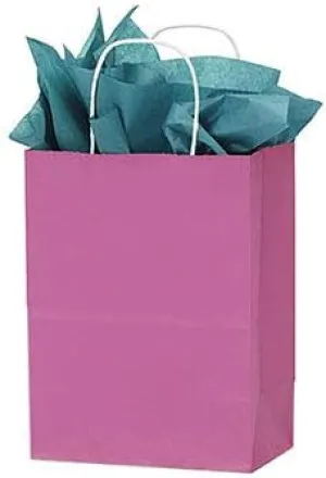 SSWBasics Medium Magenta Paper Shopping Bags - 8 ¼”L x 4 ¾”D x 10 ½”H - Case of 100