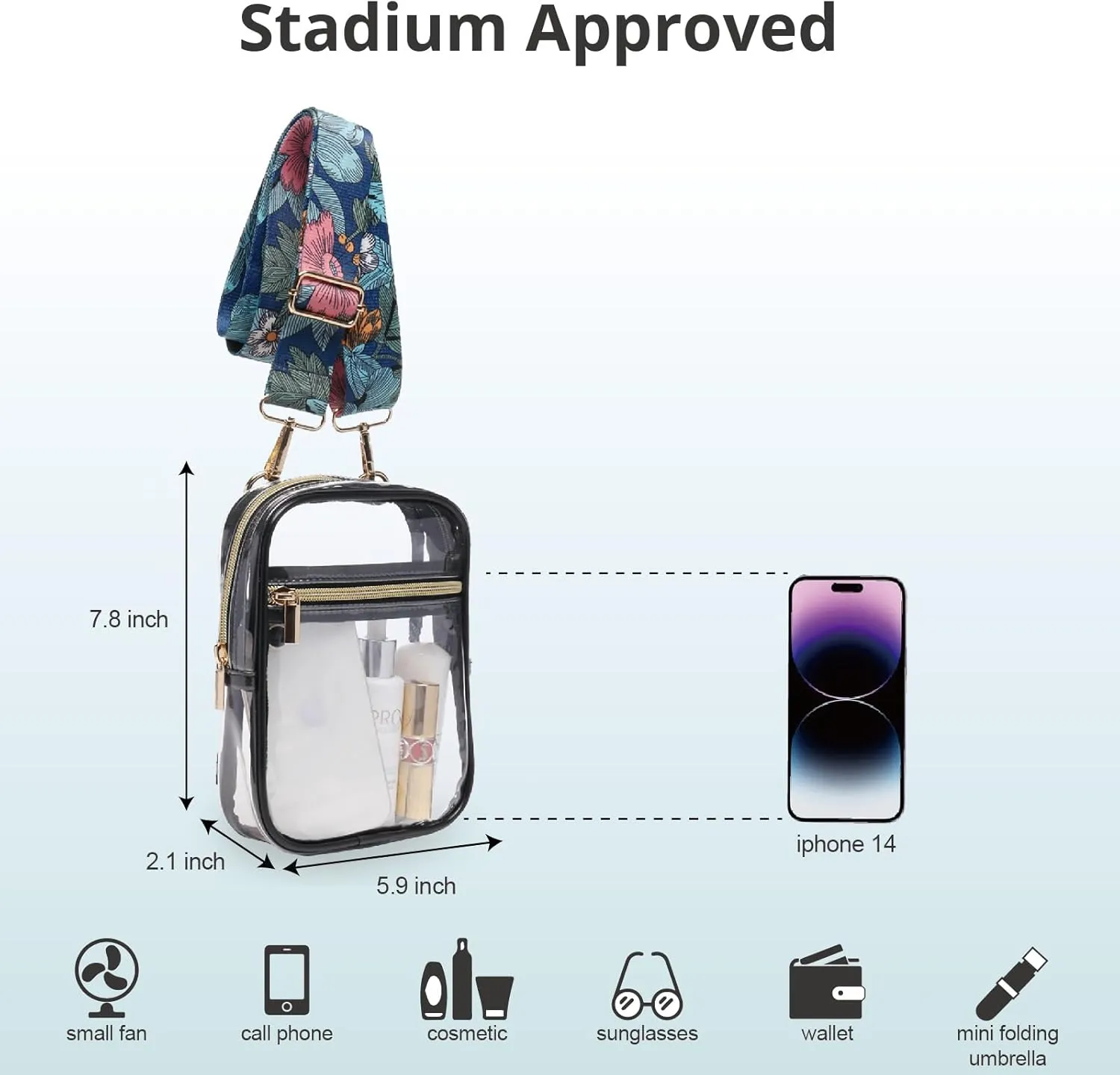 Stadium Approved Crossbody Purse for Women - Clear Stadium Bag for Sporting Events, Concerts