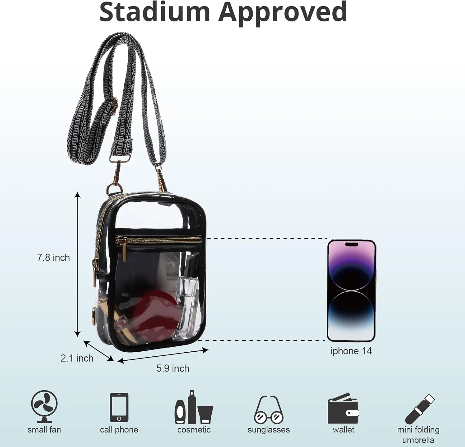 Stadium Approved Crossbody Purse for Women - Clear Stadium Bag for Sporting Events, Concerts