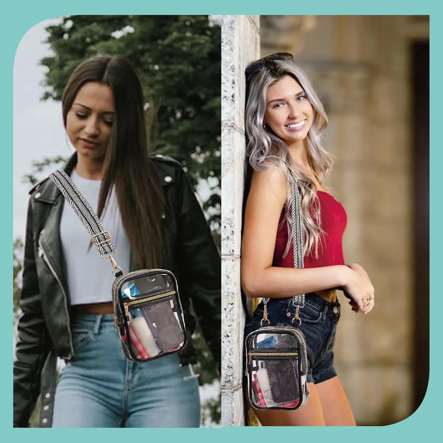 Stadium Approved Crossbody Purse for Women - Clear Stadium Bag for Sporting Events, Concerts