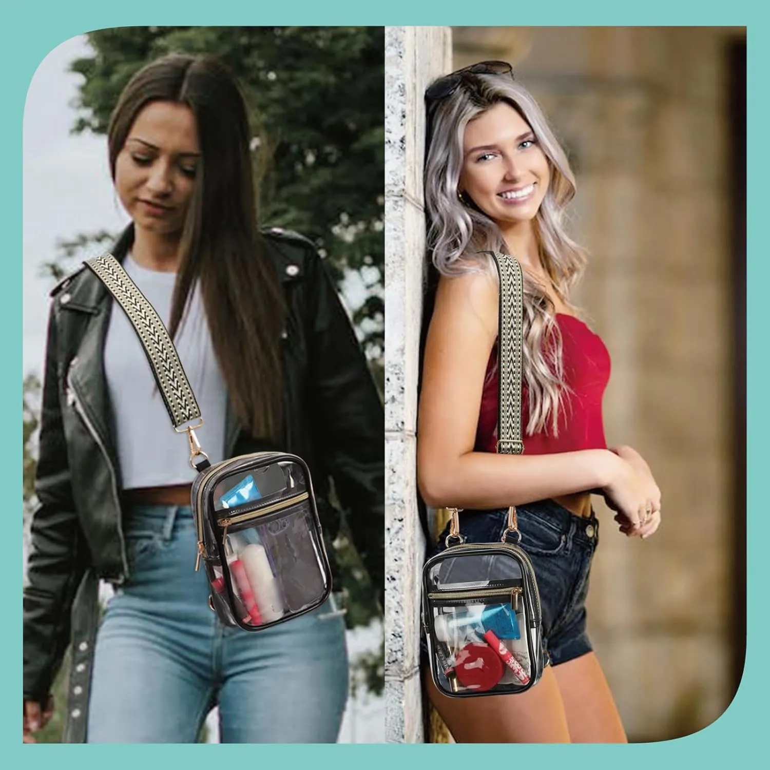 Stadium Approved Crossbody Purse for Women - Clear Stadium Bag for Sporting Events, Concerts