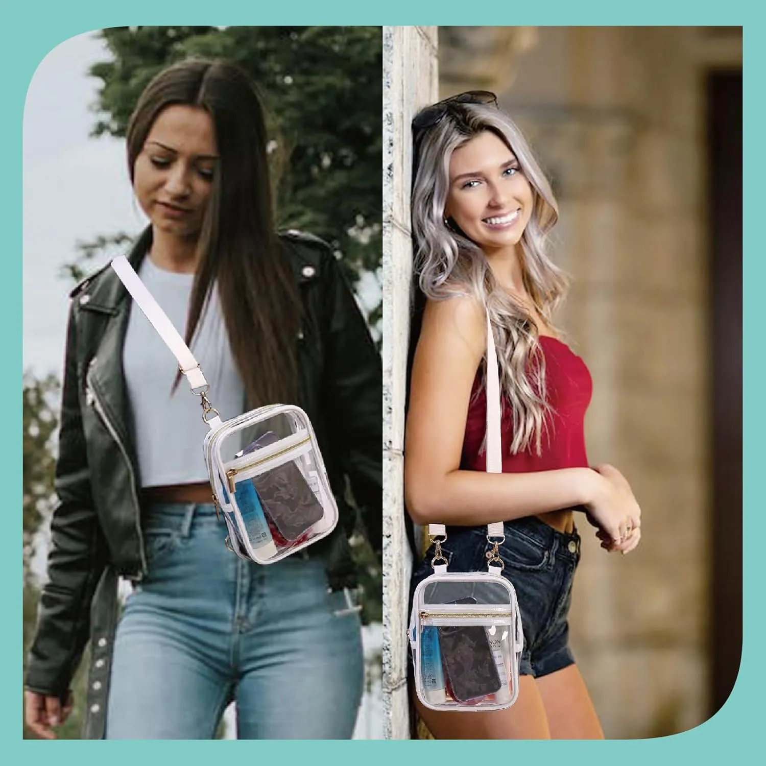 Stadium Approved Crossbody Purse for Women - Clear Stadium Bag for Sporting Events, Concerts