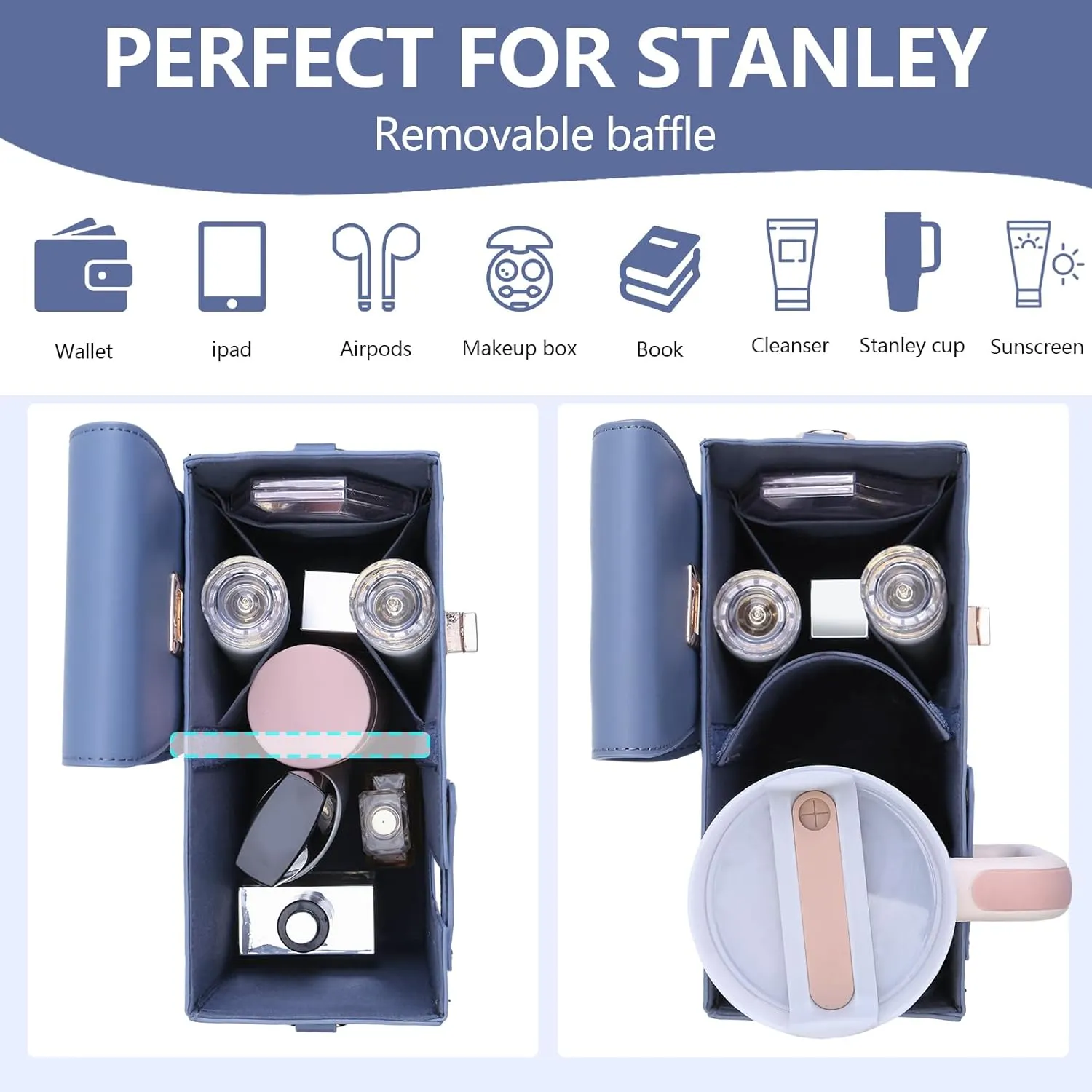 Stanley Cup Purse, Crossbody Bag with Water Bottle Holder, Adjustable Women Shoulder Strap