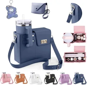 Stanley Cup Purse, Crossbody Bag with Water Bottle Holder, Adjustable Women Shoulder Strap