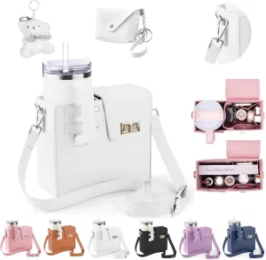 Stanley Cup Purse, Crossbody Bag with Water Bottle Holder, Adjustable Women Shoulder Strap