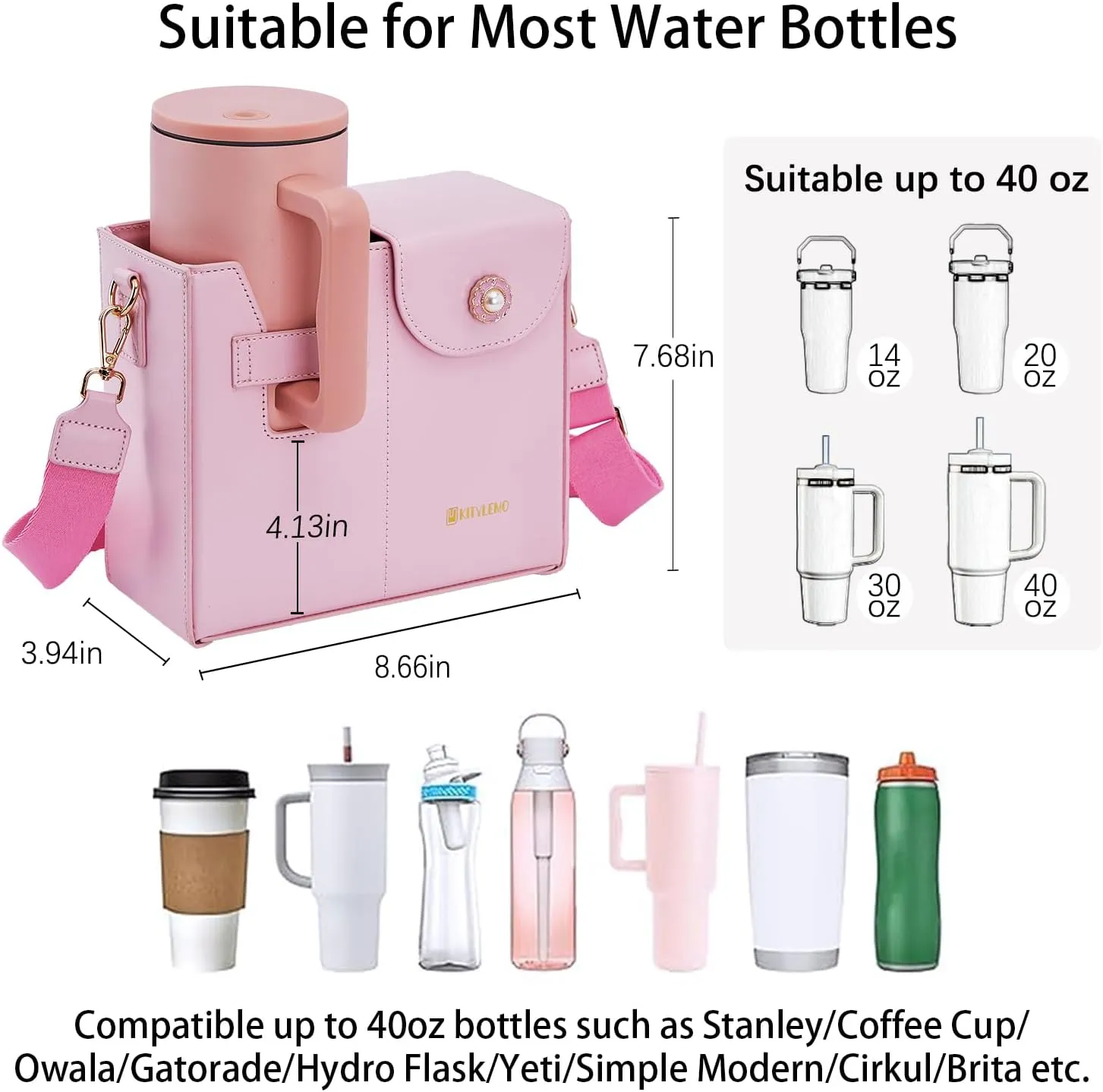 Stanley Cup Purse for Stanley Cup Holder Bag, Portable Crossbody Water Cup Storage Bag, 40oz Purse Cup for Stanley Cup Bag