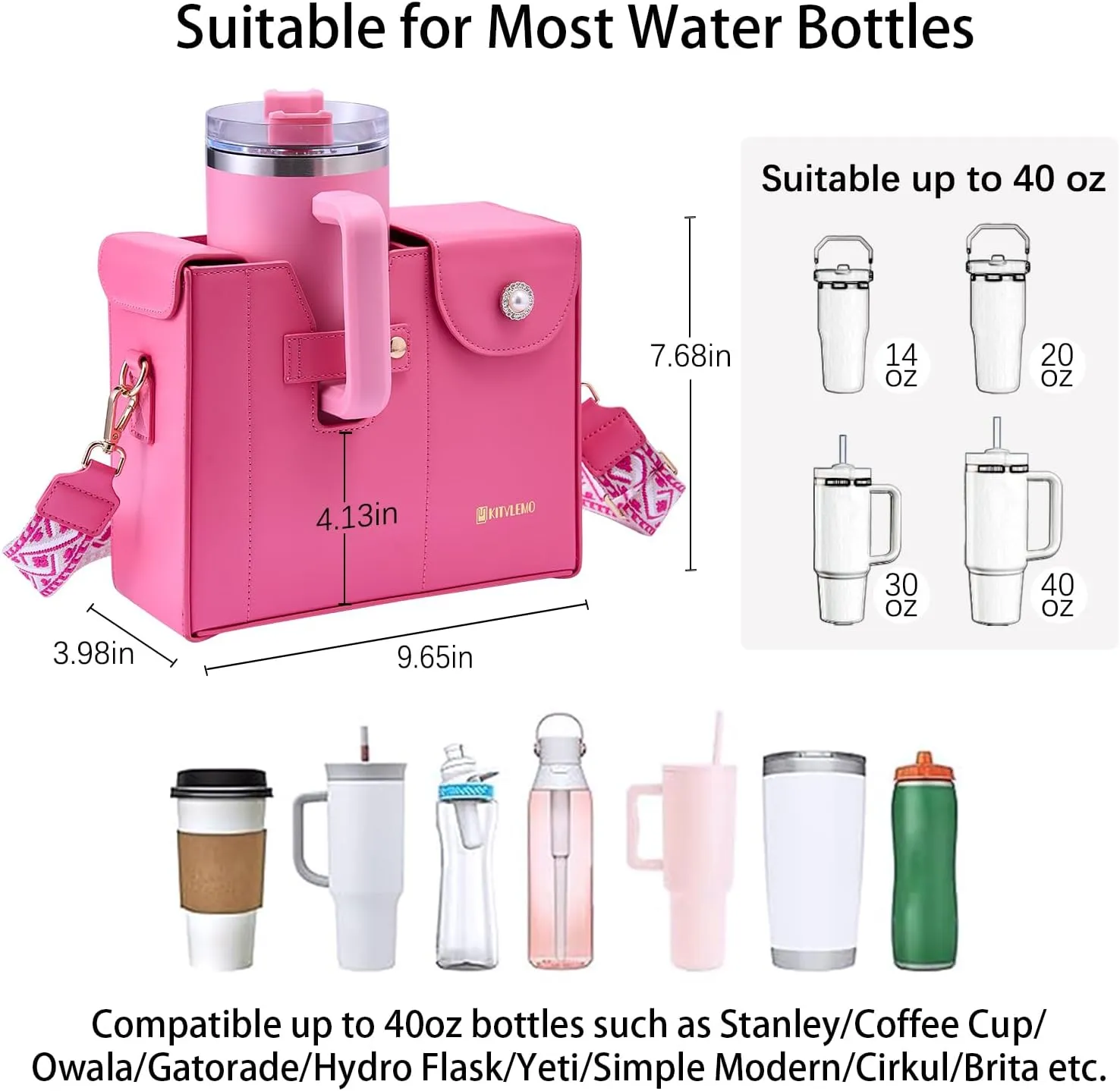 Stanley Cup Purse for water Bottle, Crossbody Water Cup Storage Bag Tumbler Purse Bag Water Bottle Carry Bag for Stanley Cup